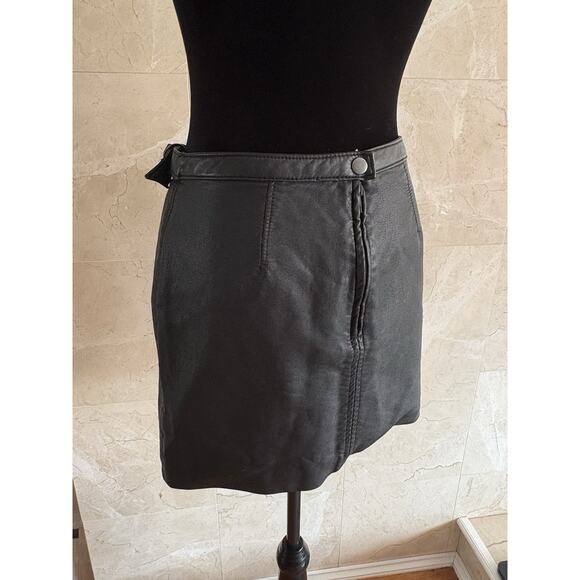 Free People Vegan Leather Midnight Magic Mini Skirt - 2 - Black Moto Grunge Glam - Picture 11 of 16